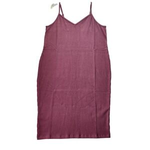 NWT Torrid Heavy Hacci Rib V-Neck Midi Cami Sleeveless Lounge Dress Wine Sz 1X